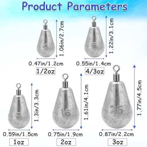 2oz Drop Shot Fishing Sinkers - 5pcs Swivel Bell Lead Weights