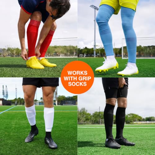 Pre Cut Soccer Socks for Men - Yellow Knee-High Grip Leg Sleeves, No Cut Needed