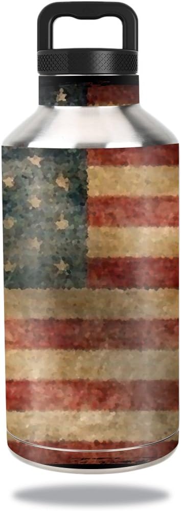 MightySkins Skin Compatible with Ozark Trail Water Bottle 64 oz wrap Cover Sticker Skins Vintage Flag