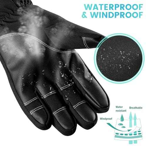 Trifabricy Winter Ski Gloves, Windproof Glove for Men & Women, Touchscreen Snow Gloves for Cold Weather, Thermal Warm Glove