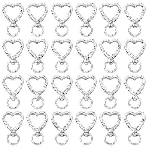 24Pcs Silver Heart Carabiner Clasp for Keys & DIY Jewelry - Variation of Sliver