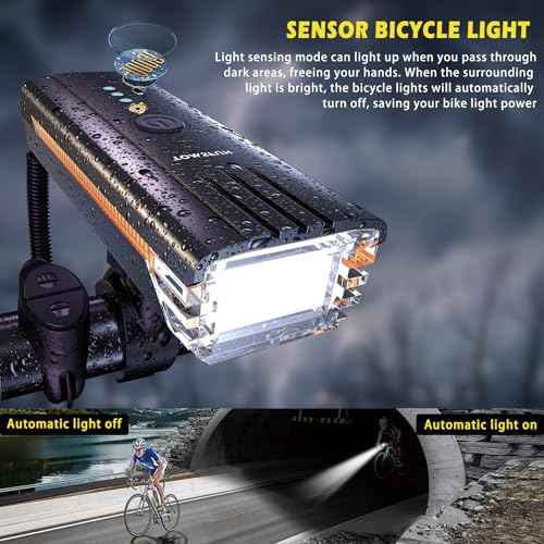 Ultra Bright USB-C Rechargeable Bike Lights with Electronic Horn, Bike Headlights with High Beam Low Beam, 4 Light Mode Bike Lights for Night Riding Easy to Install Road Bike Light