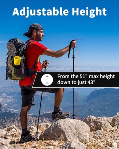 AISUNOUTDOOR Trekking Walking Hiking Poles or Sticks Aluminum Lightweight Collapsible for Men Women for Climbing 2 Pack Adjustable Gear with One Free Disposable Raincoat
