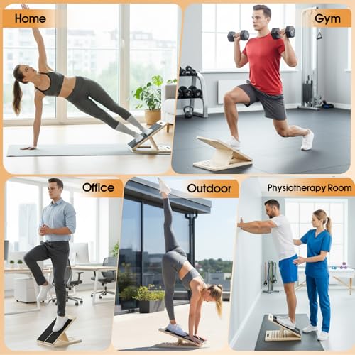 Adjustable Wooden Slant Board for Calf Stretching and Balance Training