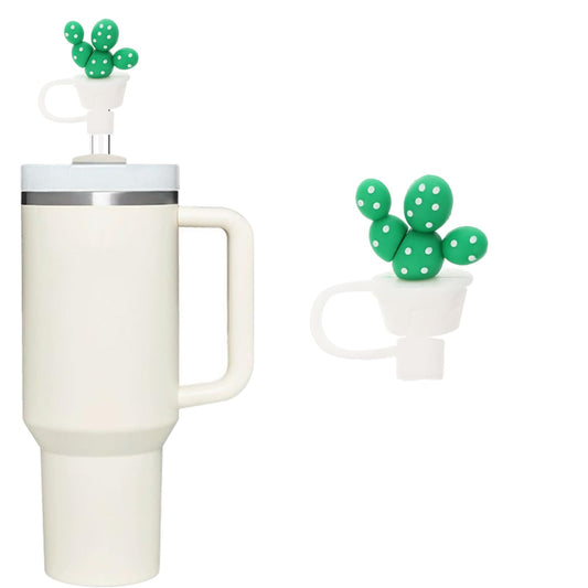 Green Cactus Straw Cover for Stanley 40&30 Oz Cup, 10mm Silicone Straw Covers Cap for Stanley Cup Accessories, Cute Topper for Tumblers, Cap Stopper for Reusable Tip Lids