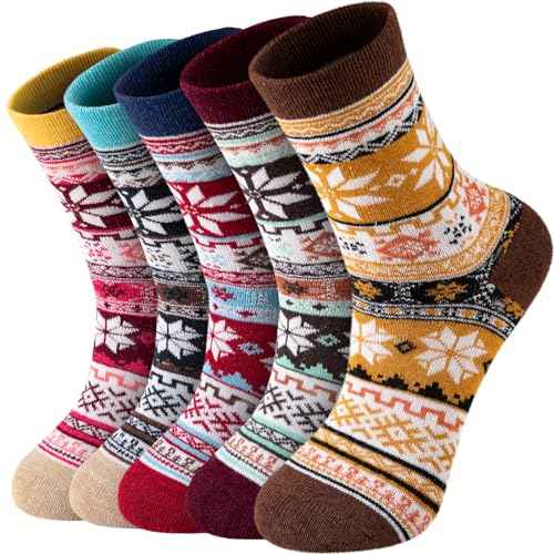 Wool Socks for Women - Womens Wool Socks Winter Sock for men Warm Thick Knit Soft Vintage Casual Crew Sock