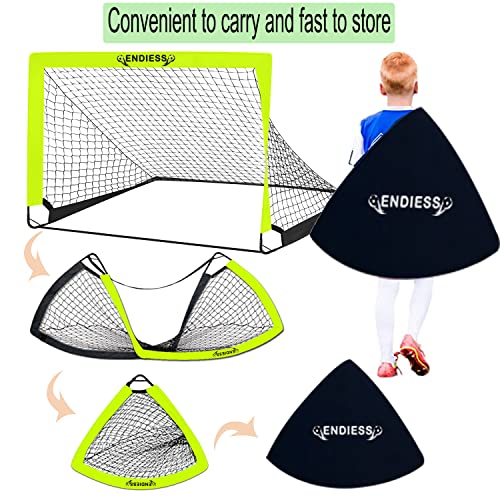 Green 4x3ft Kids Soccer Goals Set with Ball Pump Cones & Carry Bag