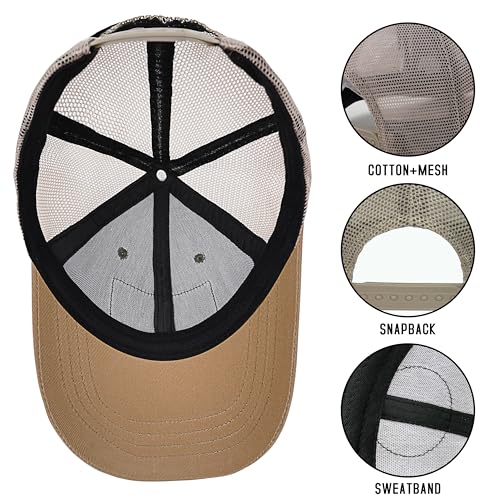 American Flag Trucker Hat for Men Women Gray-Green/Brown Adjustable Mesh Baseball Cap