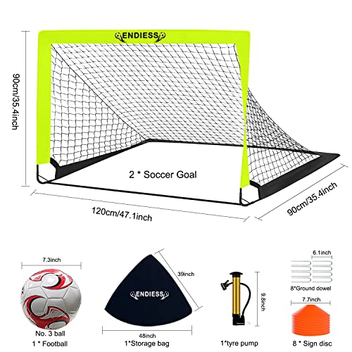 Green 4x3ft Kids Soccer Goals Set with Ball Pump Cones & Carry Bag