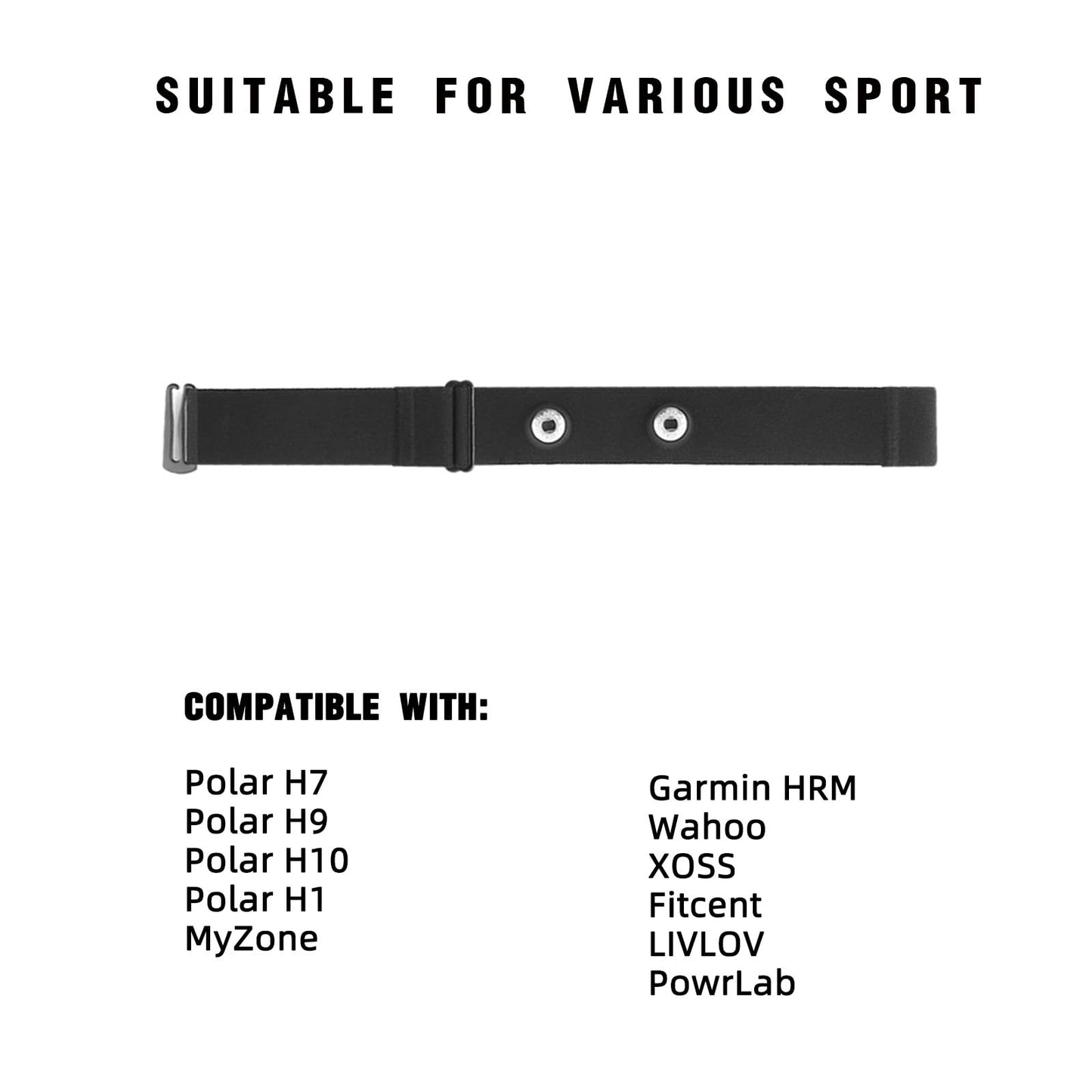 Heart Rate Monitor Chest Strap Replacement for Polar H10 Polar H9 Polar H7, Adjustable HRM Soft Replacement Chest Strap Compatible with Heart Rate Sensor(Black)