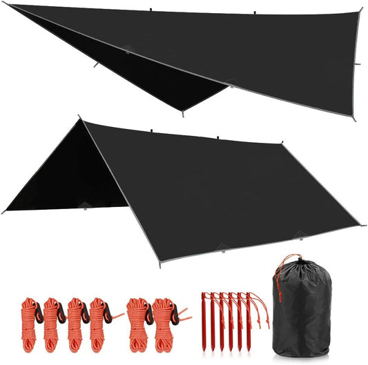 REDCAMP Hammock Rain Fly Camping Tarp Waterproof, 10x10ft Lightweight Backpacking Rain Tarp Shelter for Hiking Outdoor, Green