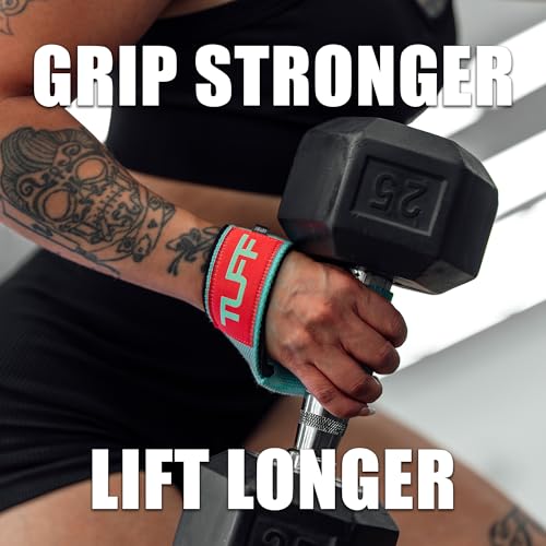 Tuff Lifting Straps Wrist Supports for Weightlifting Deadlifts Powerlifting - Teal Pink