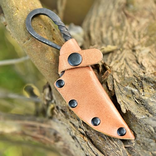 Hand Forged Celtic Pocket Knife - 6 Inch Viking Fixed Blade Hunting Knife with Leather Sheath – Medieval Style, High Carbon Steel, Antique Collector Gift - Forging Knife-1
