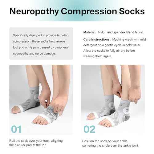 3 Pairs Neuropathy Socks for Women & Men, Toeless Plantar Fasciitis Socks for Achilles Tendonitis Relief, Arch Support, Foot Pain Relief, Compression Ankle Socks for Swelling