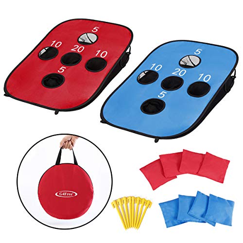 G4Free Portable Collapsible Cornhole Game Set - Red & Blue - Beach & Outdoor Games