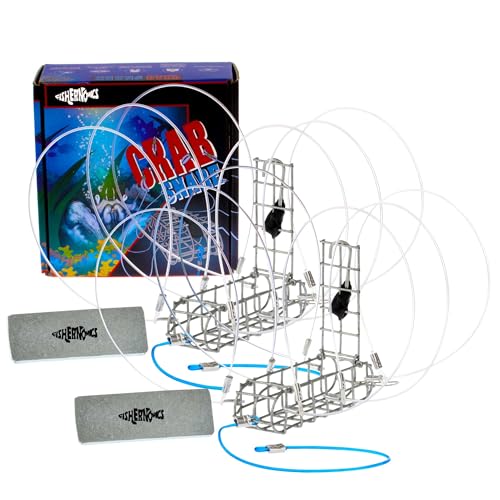 2 Pack Heavy-Duty Handcrafted Castable Crab Traps for Pole Fishing, Blue, Dungeness & Rock Crabs