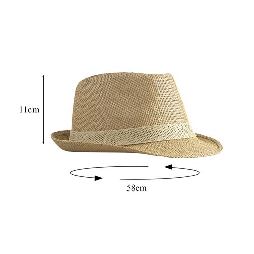 Short Brim Straw Fedora Hat Sun Protection Panama Hat Packable Jazz Beach Cap Roll Up Trilby Cap for Men Women Khaki