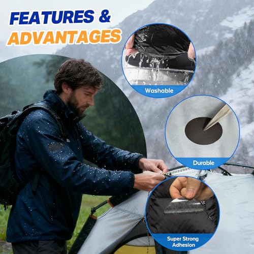 Black 9.8" x 5.9" Nylon Down Jacket Repair Patch Kit Self-Adhesive Waterproof