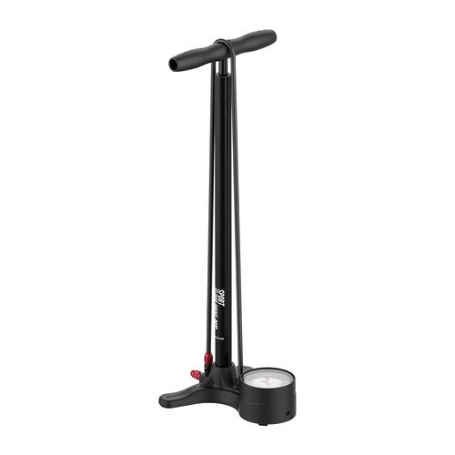 LEZYNE Sport Floor Drive 3.5 High Pressure Bicycle Floor Pump with 3.5" Analog Gauge - Durable 220 PSI Tire Air Pump for Road/Track Bikes - ABS-1 Pro Chuck Fits Presta/Schrader Valve - Flat Black