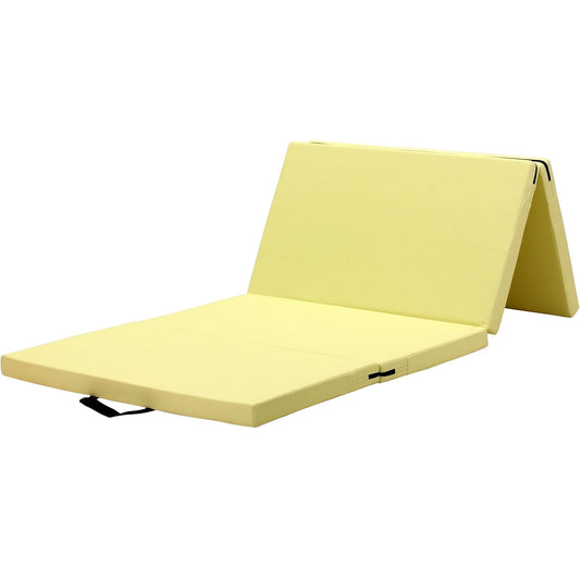 KaRaDaStyle Gymnastics Mat 4-Folding Stretch Mats 71"x31"x2" Exercise Muscle Training Children Play Horizontal Bar Mat Yoga Sports Soundproof Home Use (Yellow/4-fold)