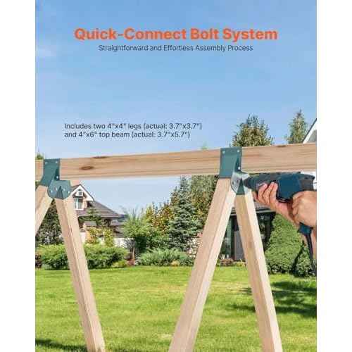 VEVOR Swing Set Brackets, A-Frame Heavy Duty Carbon Steel Swing Hangers with Mounting Hardware, 3-Piece DIY Hanger Sets Bracket with Bolts Included, for 4 x 4 Legs and 4 x 6 Beam, Green