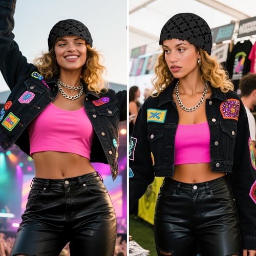 Ababalaya Women's Cotton Crochet Hat Boho Beanie Handmade Knit Skull Caps for All Seasons