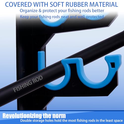 Fishing Rod Holders for Garage Wall & Ceiling Storage - Holds 10 Rods with Soft Pads - 1 Pack