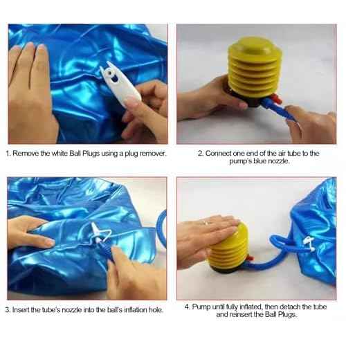 Exercise Yoga Ball Pump with Plug Replacement Air Stopper Plug Pin Adapter Kit Manual Foot Pump for Fitness Ball Pilates Swiss Balance Stability Balls Gym Outdoor Home