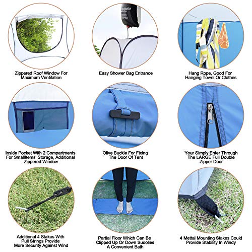 Leader Accessories Blue Pop Up Shower Tent 4x4ft Privacy Camping Shelter