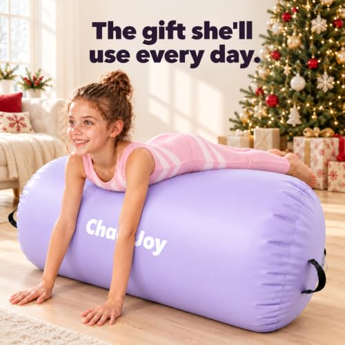 Purple Gymnastics Air Barrel Back Handspring Trainer Inflatable Tumbling Roller for Home Practice (L)39.3"x(Dia)23.6" No Pump