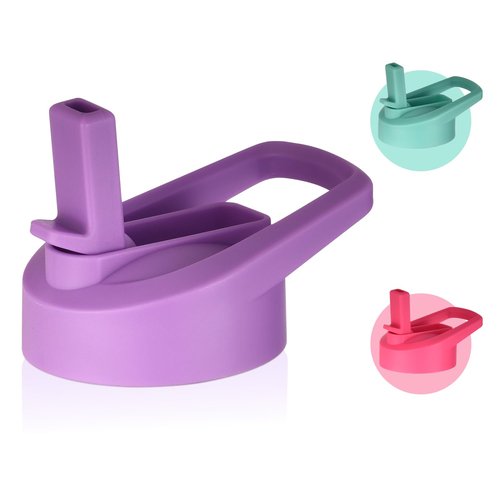 mininoo Straw Lid for Wide Mouth Water Bottle, Replacement Lid for 12 oz-32 oz Water Bottles, BPA Free, Leak-proof (Purple)