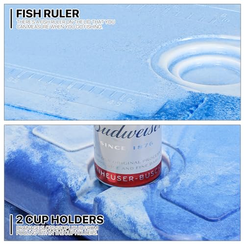 MADOG 50qt Portable Beach Cooler, LLDPE Hard Cooler, Leak-Proof Coolers with 5-7 Days Ice Retention, for Fishing, Camping, Boating and Traveling, Blue Camouflage