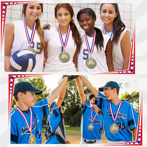 Teamwork Gold Medals with Ribbons - 30 Pack 2 Inch Awards for Kids & Adults