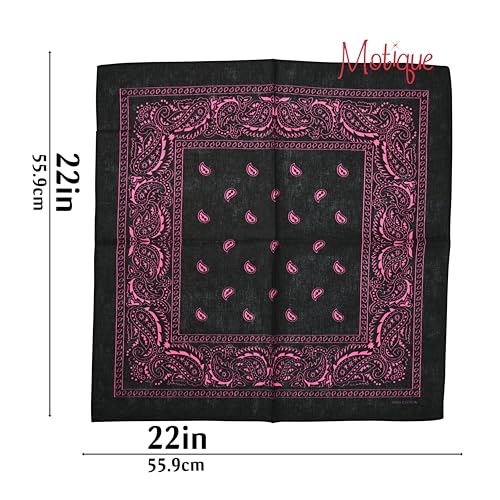 Two Tone Paisley Bandana Set of 3 - Pink Green Orange Mix