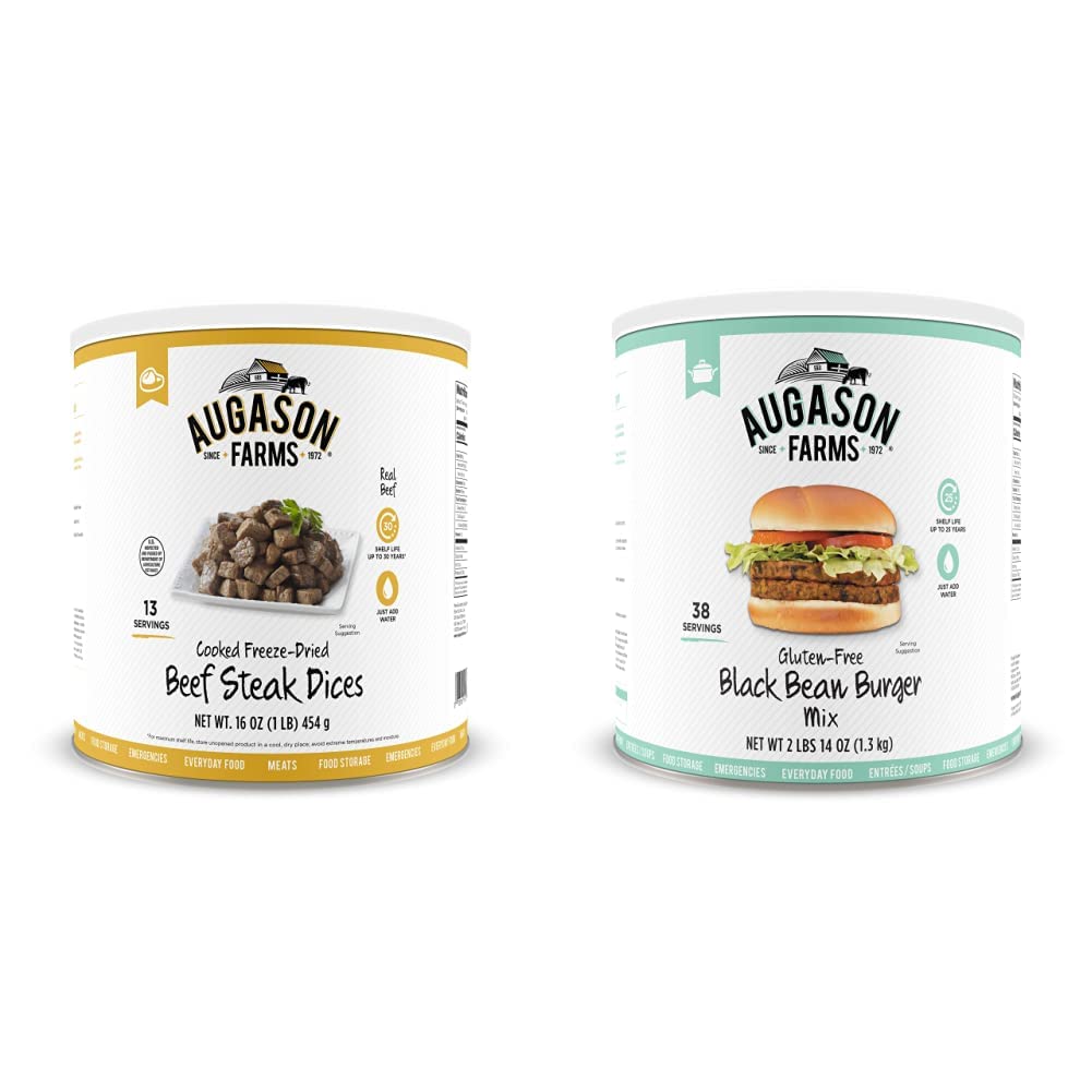 Augason Farms Freeze Dried Precooked Beef Steak Dices Can, Emergency Food Supply, Everyday Meals, 13 Servings