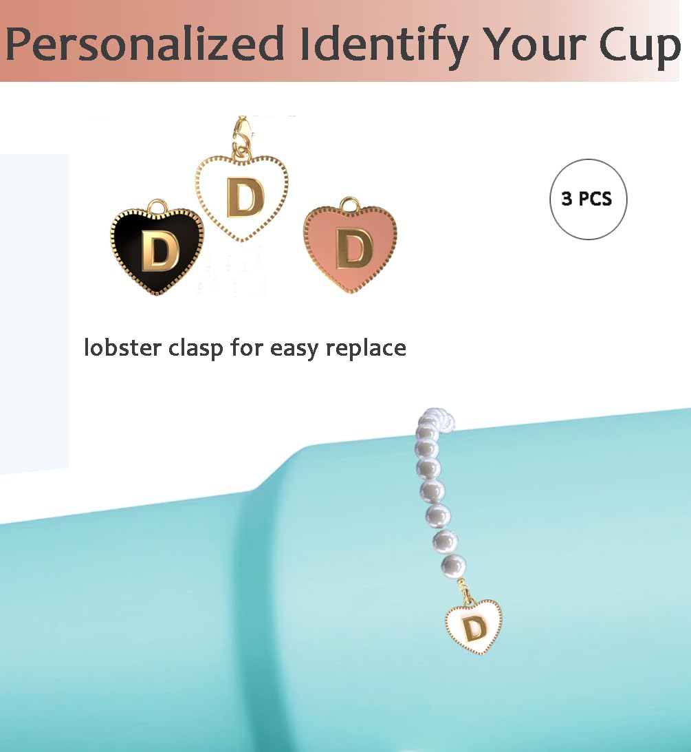 Rzjoke Stanley Charms for Handle - Cup Charm Personalized Water Bottle Letter, Initial Charm for Simple Modern Tumbler (Letter D)
