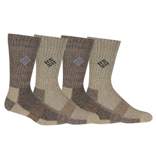 Columbia Men's Moisture Control Crew Socks 6-Pack - Brown & Khaki
