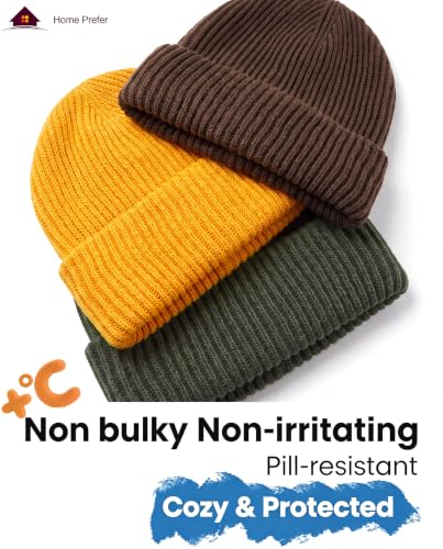 Home Prefer Rib Knit Beanie Hat for Men and Women Cuffed Winter Hat - Army Green, One Size