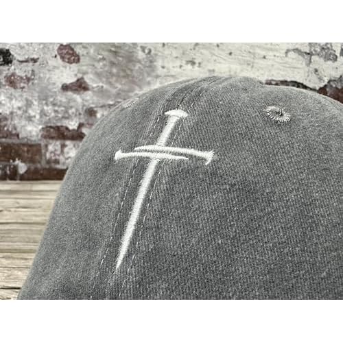 Hepandy Embroidered Three Nails Cross Baseball Hats for Women & Men