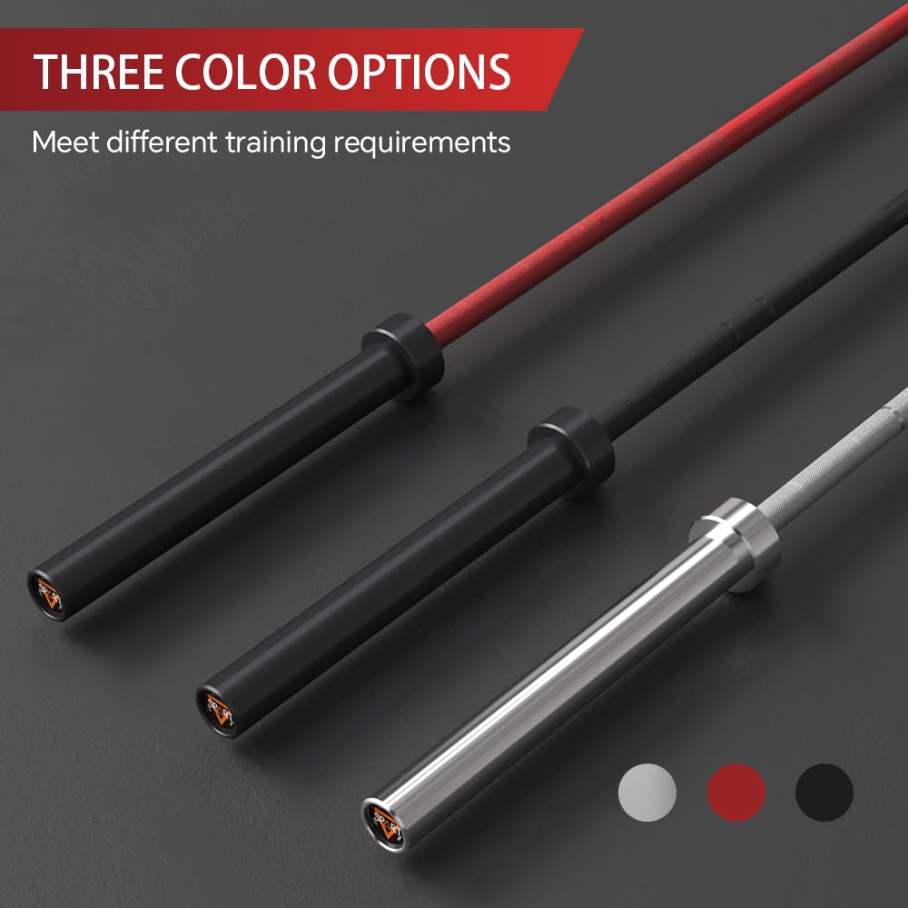 7FT Olympic Barbell Bar, Black Red Solid Olympic Bar with Bearings, 700Lbs Capacity Weight Bar for Home Gym Strength Training, Weightlifting, and Powerlifting, Weight Bar Fit for 2 Inch Olympic Plates