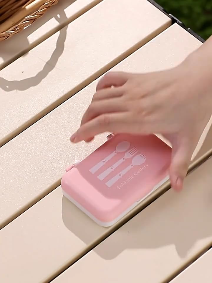 3Pcs Foldable Fork Spoon Spork Set 18/10(304) Stainless Steel Portable Folding Camping Flatware Set for Travel Thermos Outdoor Picnic Fishing Boating Backpacking (Purple)