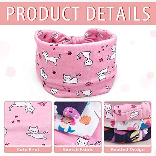 Bohend Girls Headbands Wide Knotted Hair Bands 3Pcs Non Slip Elastic Cute Head Bands Workout Yoga Sweatband Hair Accessories for Girls and Kids (B)