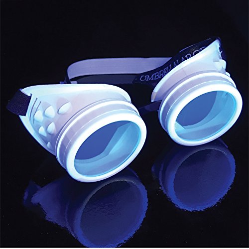 UMBRELLALABORATORY Hyper Vision goggles white Steampunk Rave Meme Glasses - nerd funny gift for men women