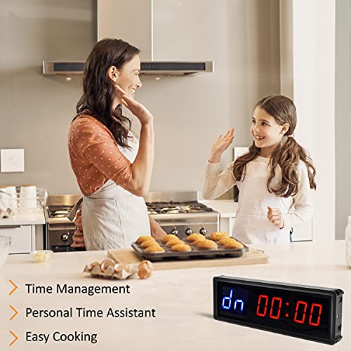 LED Gym Timer Countdown/Up Clock with Remote - Blue+Red Variation