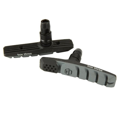 Box Three 70 Millimeters BMX Brake Pads Matte Black w/Pad Printing Body, Dual Compound Rubber Pad & Pivoting Posts | Blue