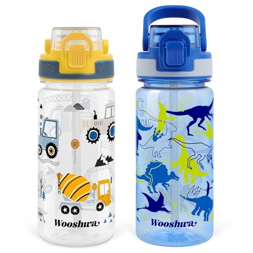 Kids 16 oz Water Bottle for School - Excavator & Dinosaur Design - Variation of THIS listing