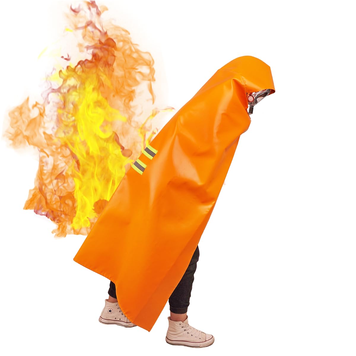Fireproof Cloak for Child with Hood, 1 * 1.2M/40''*48'', Fire Emergency Survival Safety Blanket Full Body Protection, Resistant to high Temperature