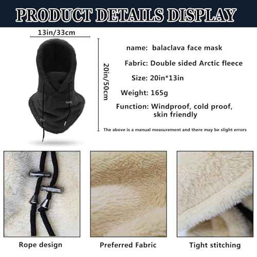 Balaclava Winter Men's and Women's Ski Masks - Outdoor Windproof Warm Hat, Ideal Winter Mask and Hooded Scarf