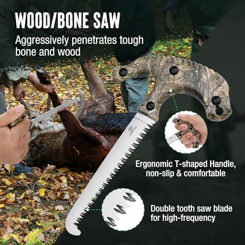 Camouflage Mossy Oak Field Dressing Kit - 4-Piece Hunting Knife Set with Sheath