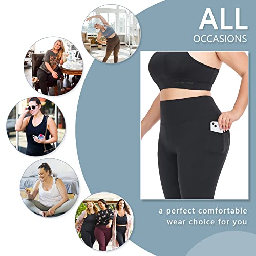 Plus Size Leggings for Women with Pockets Full Length Black XL-5XL Yoga Pants